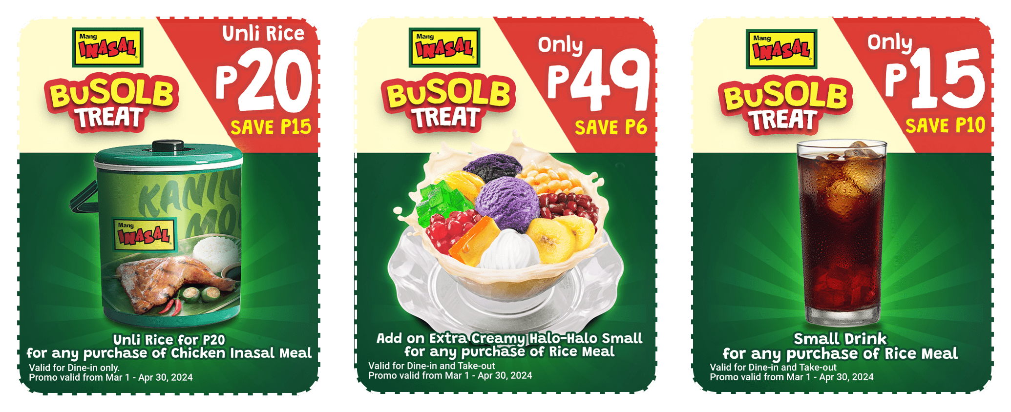 Mang Inasal, BuSOLB Treat, Coupons