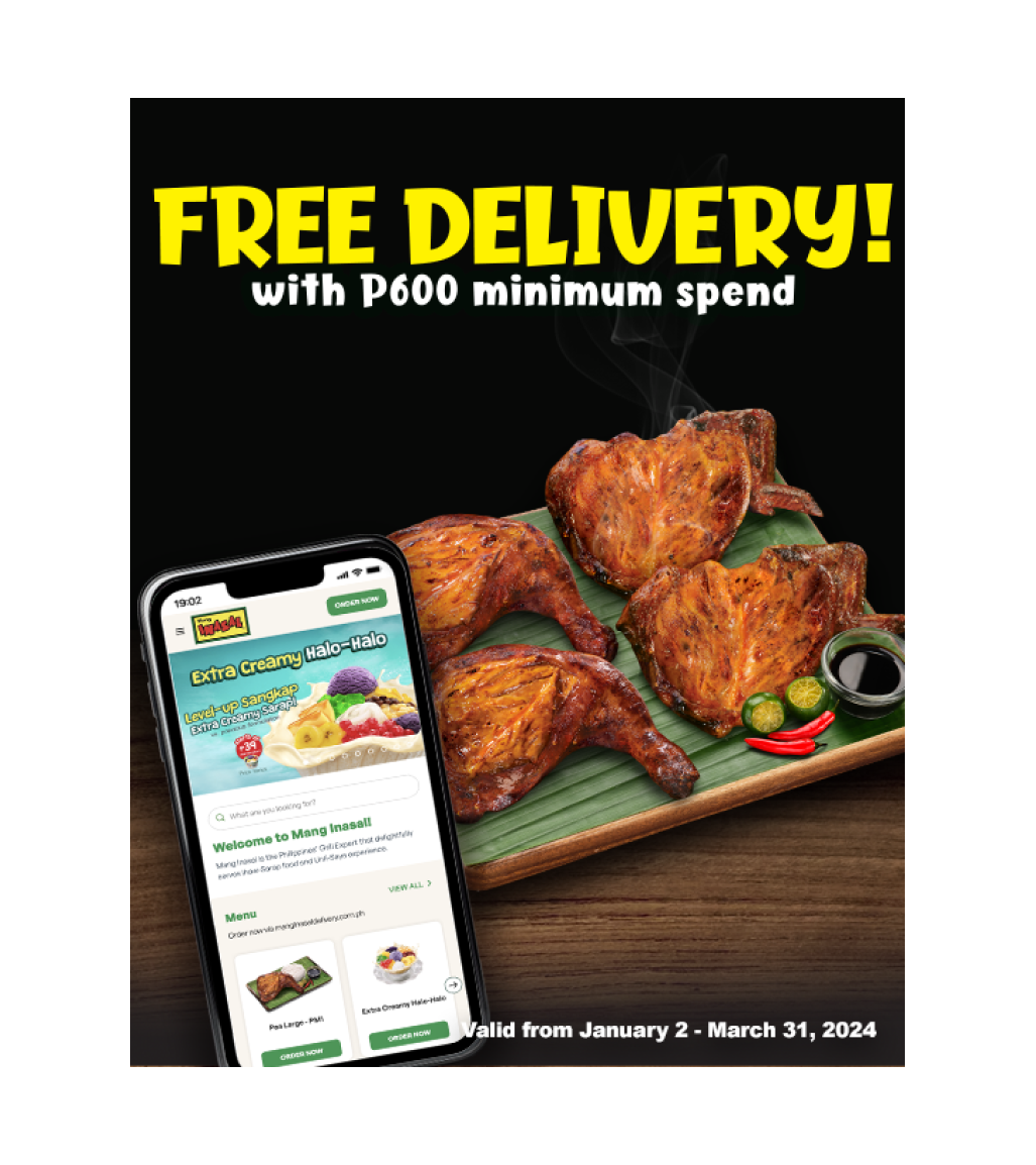 Mang Inasal, Free Delivery, Website, App, March, 2024