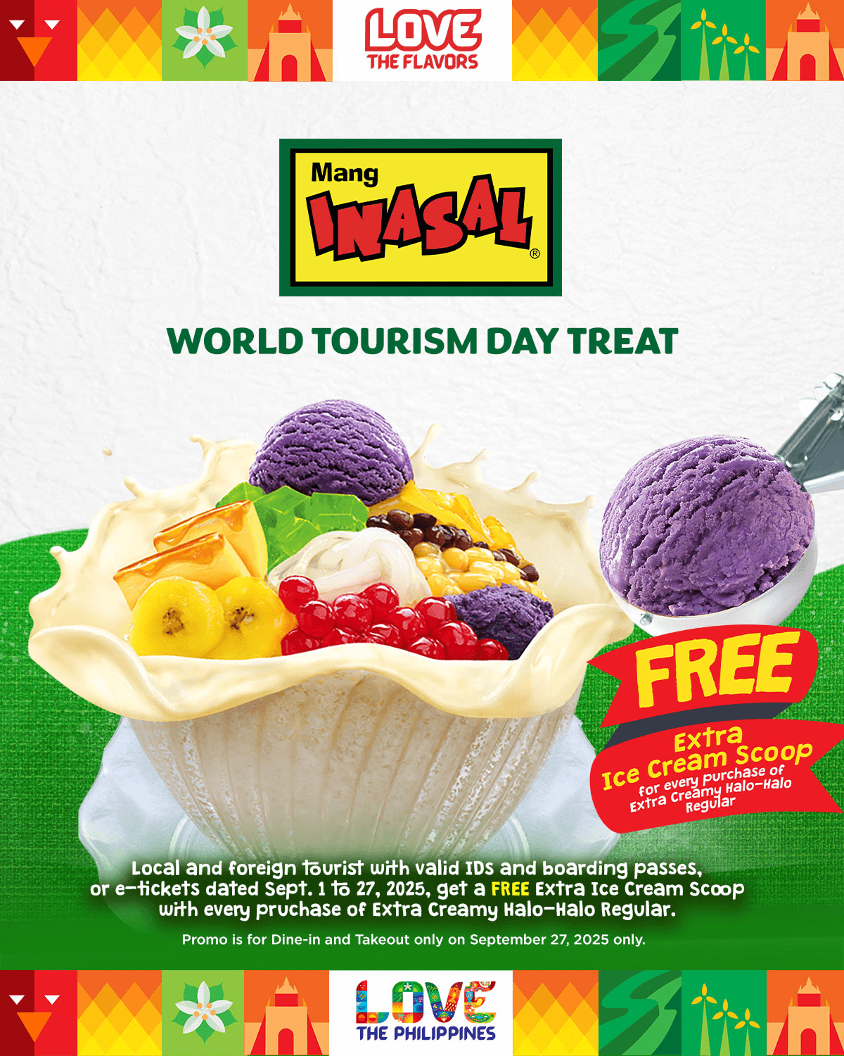 Mang Inasal treats travelers to a free extra scoop of ice cream on World Tourism Day